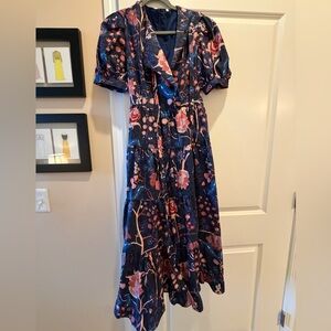 Navy and Pink Floral Maxi Dress